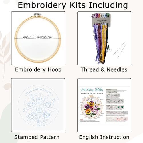 Nuberlic Embroidery Kit for Beginners, Pansy Needlepoint Kit
