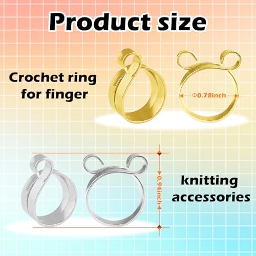 4pcs Knitting Crochet Loop Ring for Fingers Metal Open Yarn Guide Crochet Rings