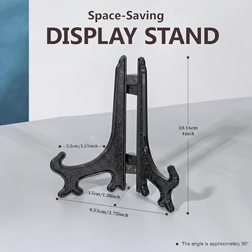 Artliving 4 Inch Black 12pcs/Set Plastic Easels Plate Display Stands Picture Frame Stand Holder