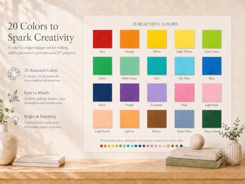 Origami Paper 1000 Sheets 6x6 Inch Colored Craft Paper Double Sided | Smooth Paper,No-Fading,Holds Crisp Creases,Eco-Friendly, Multi Vivid Colors for DIY Handmade Craft，Kids ,Ideal Gifts