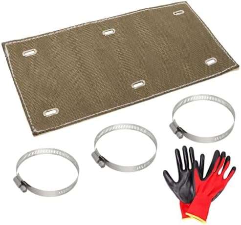 Titanium Exhaust Pipe Heat Shield,Exhaust Heat wrap , 2 Layer Motorcycle Exhaust ,Muffler Heat Shield Exhaust Wrap Pipe Heat Insulation Protection with Clamps（4" x 8"）