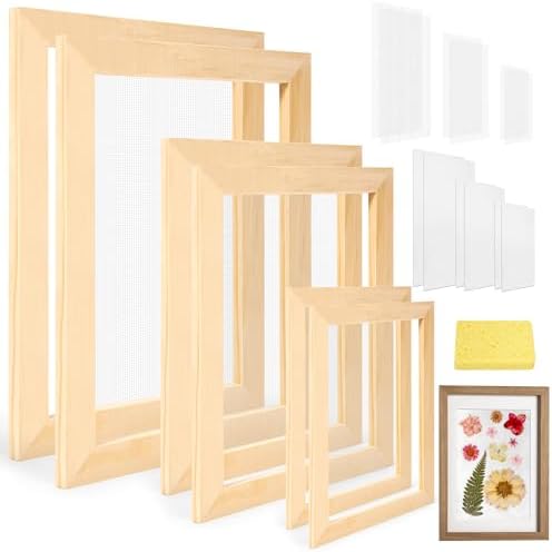 Caydo 3 Pieces Paper Making Frame Kit, Papermaking Mould and Deckle with Mesh