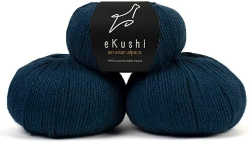 100% Baby Alpaca Yarn for Knitting & Crocheting - Set of 3 Skeins of Premium Yarn DK - Lightweight, Hypoallergenic & Thermal Peru Made - Ideal for Delicate Projects (BL015 - Space Blue)