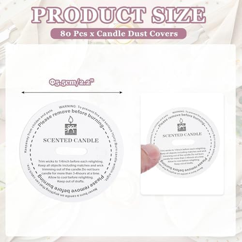 MECCANIXITY 30 Pcs Candle Dust Covers, 5.5cm/2.2" Round Printed Translucent Candles Drip Protectors Lid Accessories Candle Pattern for Craft Fragrance Making Jars Boxes Packaging