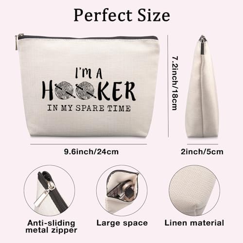 Funny Crochet Gifts for Crochet Lovers Funny Crochet Makeup Bag, Crochet Knitting Gifts for Christmas, Friendship & Birthday Gifts for Women, Mom, Sister, Travel Cosmetic Bag