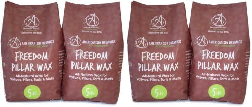 American Soy Organics Freedom Soy Wax Beads for Pillar Candle Making - Natural Supplies - Paraffin-Free,Beeswax-Free Candle Wax for Votives, Pillars, Tarts, Tealights and Melts 10lbs (Pack of 2)