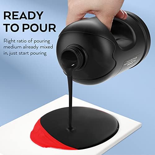 Nicpro Jet Black Color Acrylic Pour Paint, 33.8 Ounce Pre-Mixed Pouring Paint Supplies with Silicone Pour Oil & Gloves for Canvas, Rock, Wood Cell Creation Flow DIY Art Painting, Ready to Pour