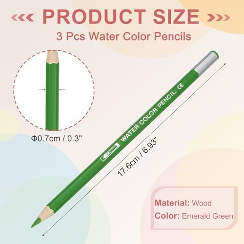 PATIKIL Watercolor Pencils, Emerald Green Color Pencil Set Sketch Coloring Drawing Colored Pencils Bulk Artist Drawing Supplies for Adult Coloring Book Blending, 3 Pcs