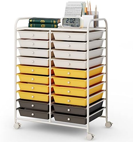 COSTWAY 20-Drawer Rolling Storage Cart, Utility Storage Organizer Cart