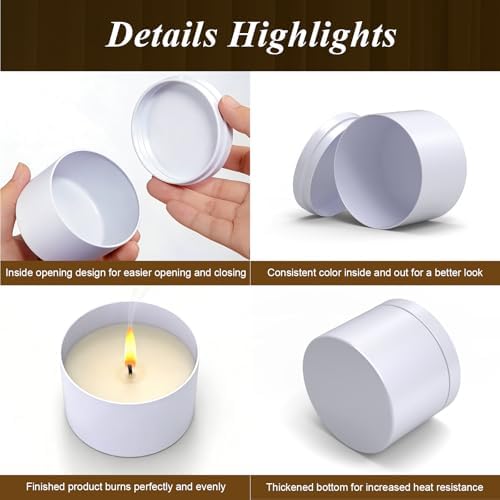 PCREGPAE 8OZ White Candle Tins Cans with Lids and Wicks for Making Candles