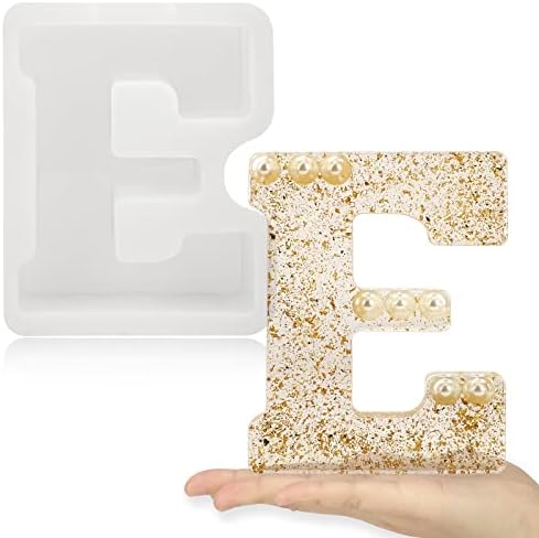 Gartful 7 Inch Large Letter Molds for Resin, 3D E Capital Alphabet Epoxy Resin Mold, A to Z Thick Resin Letter Molds for Making Letters, Word Sign Art, DIY Crafts, Making Cake, Party Home Decor