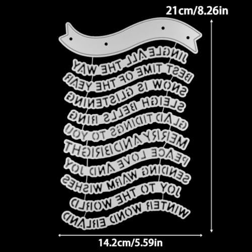 Scrapbooking Die-Cuts, Layer Frame Net Set Metal Cutting Dies for Card Making, Paper Craft Template, Background Embossing Stencils, DIY Album Décor (Merry Words-14.3x21.5cm)