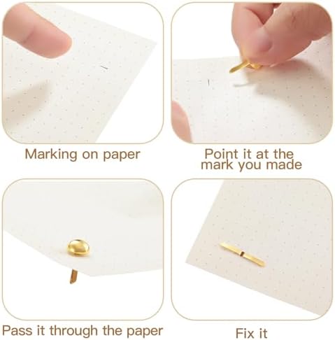 Hotop 500 Pcs Brad for Paper Crafts Metal Paper Fasteners, Golden