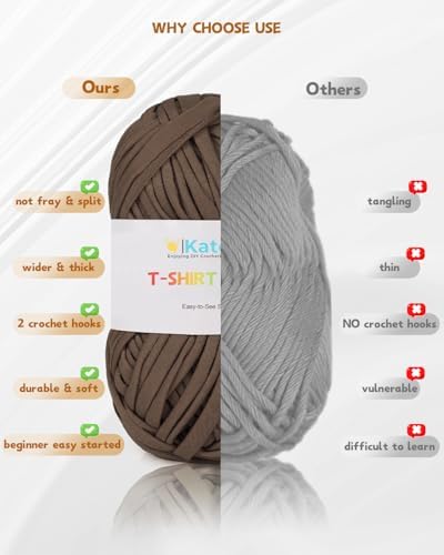 Katech 400g T-Shirt Yarn Elastic Fabric Crochet & Knitting Kit-Brown
