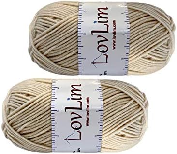 Yarn Pack, 2 skeins of 50g Each, Soft Cotton Yarn for Crochet and Knitting, Craft DK Amigurumi Yarn (Beige)