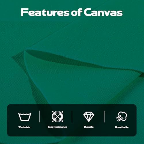 10oz Natural Cotton Blend Canvas Fabric, Duck Canvas Fabric, 60'' Wide for Arts & Crafts, Painting, Handmade Home Decor (Green, 1 Yard)