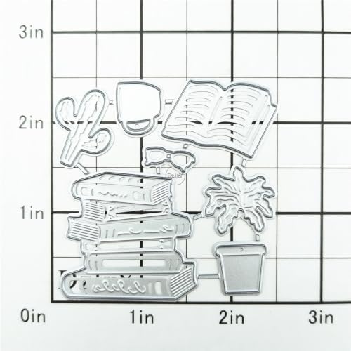Books Potted Cactus Metal Cutting Dies for Card Making