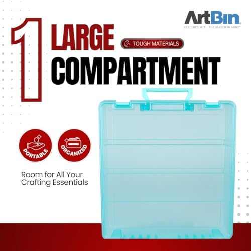 ArtBin 6955AA Super Satchel 1-Compartment Box, Art & Craft Organizer, Translucent Aqua (Pack of 3)
