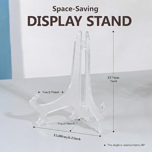 Artliving 7 Inch Clear Plastic Easels or Stand/Plate Holders to Display Pictures or Other Items at Weddings, Home Decoration, Birthdays, Tables (12 Pack)