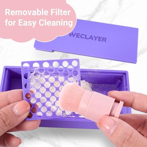 WECLAYER Cornstarch Box for Polymer Clay,Polymer Clay Tools with Cleaning Brush and Removable Filter,Cornstarch Container with Sealed LId,Clay Earring Making Kit for Jewelry Making