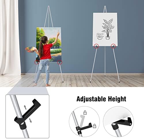 Portable Art Easel Stand 63 Inches - Picture Stands for Display w/Bag - Tabletop Art Easel Stand for Sign, Wedding Signs, Poster Stand, Painting Canvas Stand - Metal Tripod, Easels for Display, 2 Pack