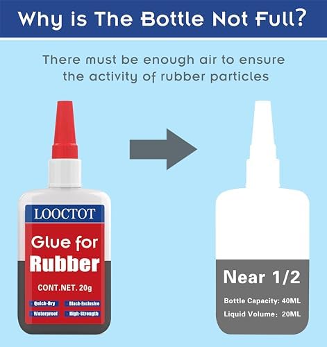 Black Rubber Glue,Super Instant Glue for Rubbers,Tire,Tube,Edge,etc 20g