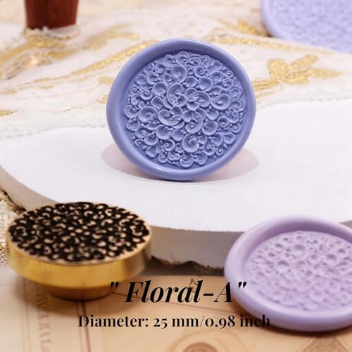 VANGOAL Wax Seal Stamp, Floral Series, 3D Embossed Brass Stamp Head with Wooden Handle, Vintage Sealing Kit for Wedding Invitations, Envelopes, Gift Wrapping, Letters and Crafts (Floral-A)