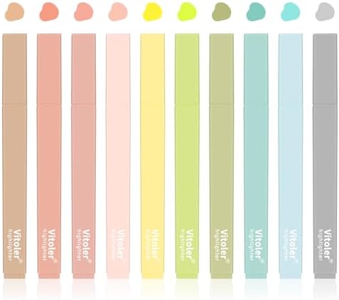 Vitoler Bible Highlighters,Aesthetic No Bleed Dry Fast,Chisel Tip,10Pcs | Assorted Color,Cute Pastel,high quality for bible study,books,journal,writing,school office