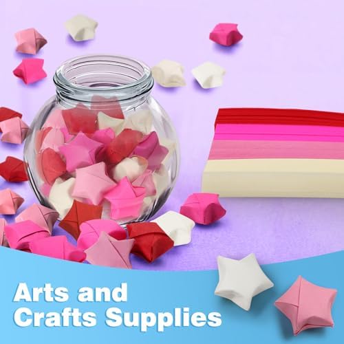 FoDau770 Solid Color Star Paper Strips - 1080 Sheet, Red Series