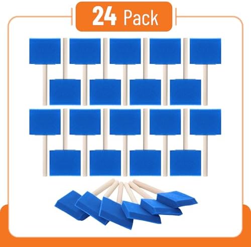 Bates- Foam Paint Brushes, 3", 24 Pack, Blue Sponge Brushes for Painting, Sponge Paint Brush