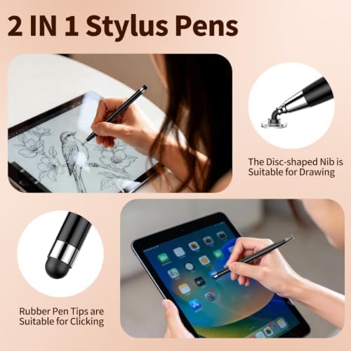 10PCS Stylus Pen for Touchscreen,Lightweight 2 in 1 Design