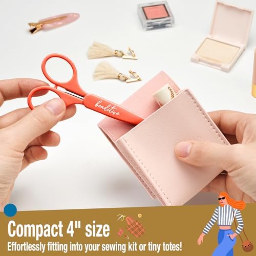 Beaditive High Precision Detail Scissors Set (2-Pc) Sharp, Fine Tips | Paper Cutting, Scrapbooking, Sewing, Crafting | Stainless Steel | Protective Cover (Mid Century)