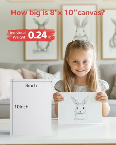 60Pcs 8x10 Canvas Boards for Kids PaintingInch Art Canvas Panels | 100% Cotton White Blank Art Supplies for Acrylics Oil Watercolor Tempera Paints