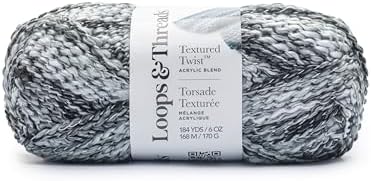 Loops & Threads Textured Twist Yarn - Yarn for Knitting, Crochet, Weaving, and Arts & Crafts - Charcoal, Acrylic Blend, 6 oz