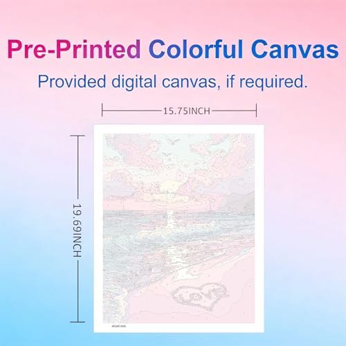 Gemozaic Paint by Numbers Kit for Adults - Beach Sunset, 16x20, Unframed