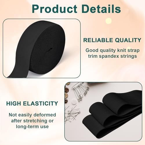 Airisoer Elastic Bands for Sewing 1.5 Inch x 32 Yards, Black