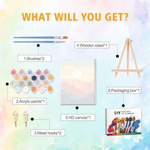 Amaieuin Sunrise Paint by Number Adult,Paint by Numbers Adults with Frame Easel,Adult Paint by Numbers for Home Wall Art Decor 12x8in