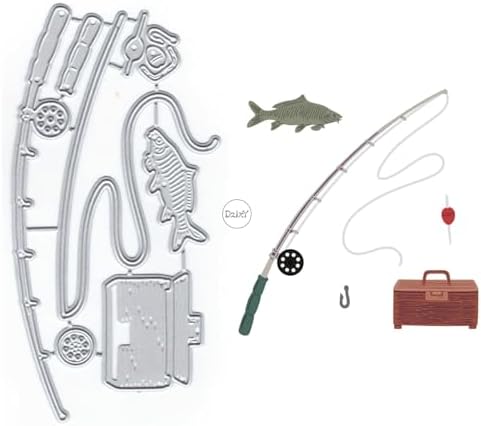 Fishing Pole Fish Metal Cutting Dies for Card Making