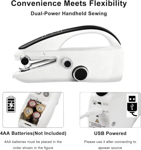 Handheld Sewing Machine, Easy to Use Portable Electric Mini Sewing Machines for Beginners with Two Speeds, with Complete Accessories Kit, Suitable for Home - Black