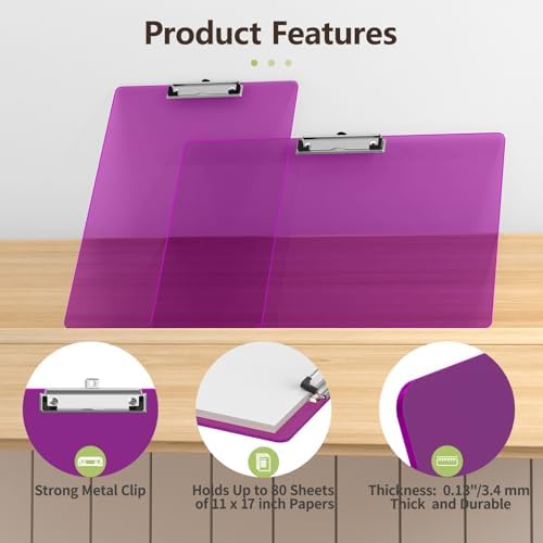 11 x 17 Extra Large Clipboard 2 Pack, Purple Clip Board