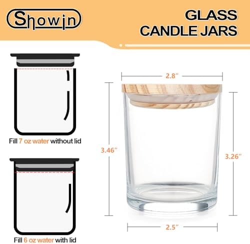 Thick Candle Jars for Making Candles 20 Pcs, 7 OZ Empty Jars with Wood Lids for Candle Making, Sample Container, Clear