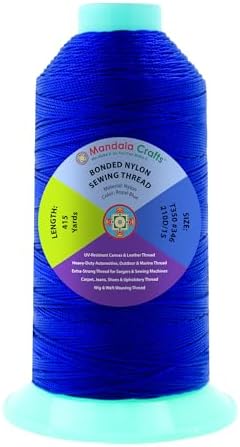 Mandala Crafts Size 346 210D T350 Royal Blue Bonded Nylon Thread, 415 YDs
