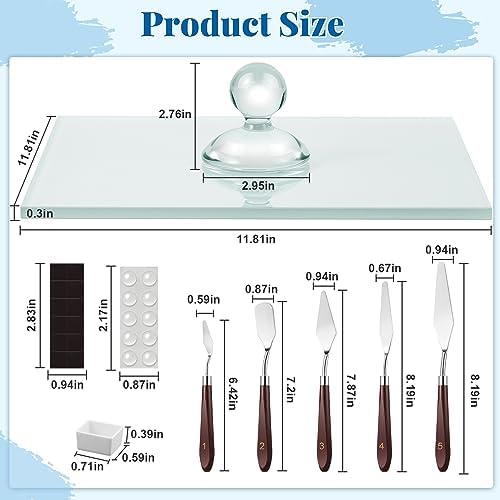 Nuanchu 109 Pcs Paint Muller Glass Slab Set,2.95'' in Dia,Round Handle