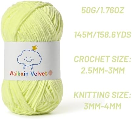 Fluffy Chenille Yarn for Crocheting，Baby Yarn for Crocheting Soft，50g/1.76oz Velvet Amigurumi Yarn ，Fingering Weight Yarns for Crocheting Baby Blankets、DIY Craft.(Lemon Yellow)