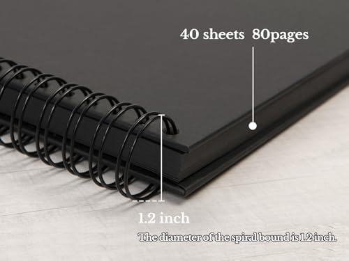 potricher 8 x 8 Inch DIY Scrapbook Album 80 Pages with Kraft Paper, Black | Thick Kraft Paper Scrap Book Photo Albums, Memory Book for Wedding, Anniversary, Baby, Family, Travel, DIY Projects