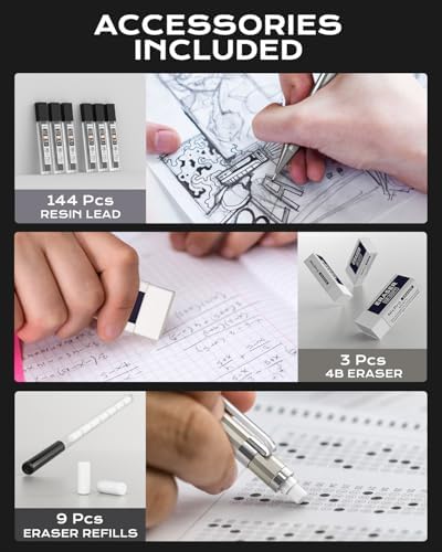 Nicpro 8 Pack 0.5mm & 0.7mm Metal Mechanical Pencil Set, MB1000