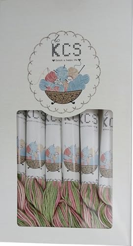 KCS Big skeins of 25 Meters Size 25 Color Variegated Cross Stitch Stranded Threads,6 skeins,4500