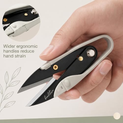 Beaditive Premium Thread Snips - Thread, Yarn, Embroidery Snipper for Sewing, Quilting, Knitting, Jewelry Making - High-Carbon Steel Blades with Protective Cap and Lanyard (White)