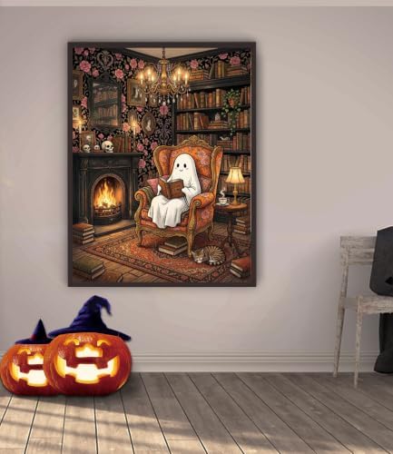 pchmcu Paint by Numbers Halloween for Adults, Acrylic Oil Painting by Numbers Kits for Beginner with Paintbrushes Brushes Art Crafts Canvas for Home Decor 16x20 inch