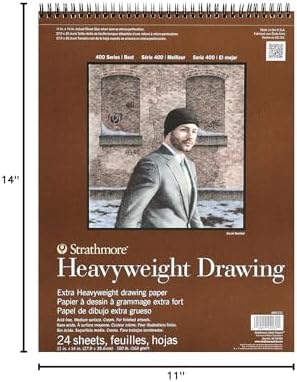 Strathmore 400 Series Heavyweight Drawing Pad, Medium Surface, 11"x14" Wire Bound, 24 Sheets